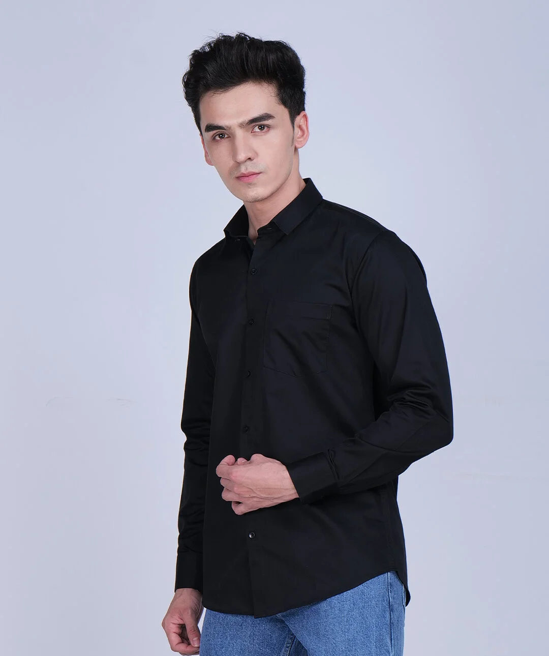 Men’s Black Slim Fit Formal Shirt - Image 2