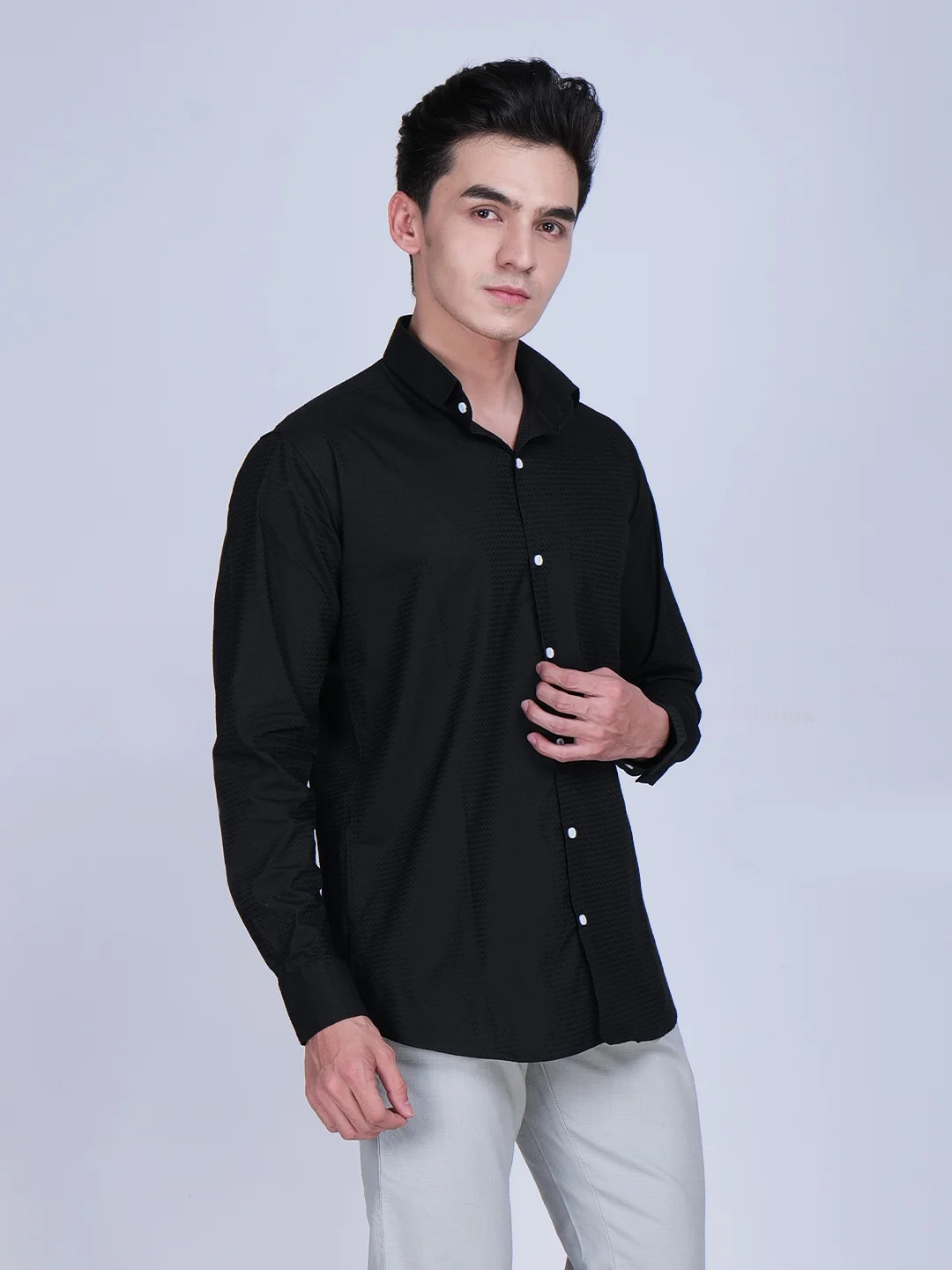 Men’s Black Slim Fit Formal Shirt - Image 3