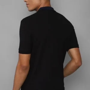 Classic Black Men’s Polo Neck T-Shirt – Refined Collar, Solid Style