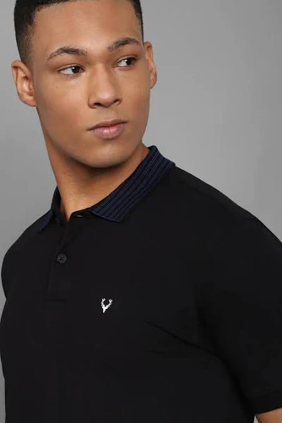 Classic Black Men’s Polo Neck T-Shirt – Refined Collar, Solid Style - Image 3