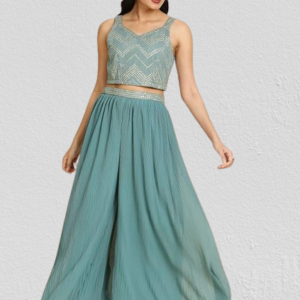 Haridash Premium Embroidered Georgette Lehenga Set – Choli & Long Shrug for Women