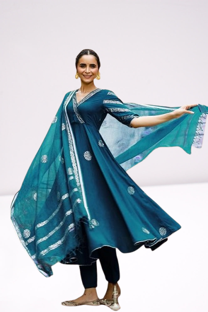 Stylish Wine Anarkali Kurta Set for Women – Traditional Printed Design with Dupatta