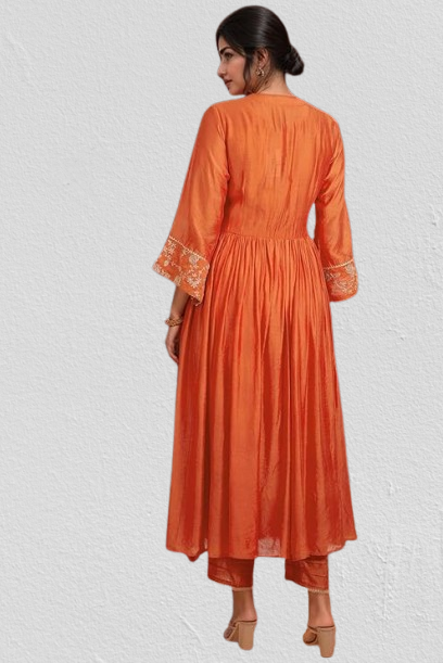 Women’s Embroidered Anarkali Kurta Set – Rayon Viscose Fabric with Pant & Dupatta - Image 2