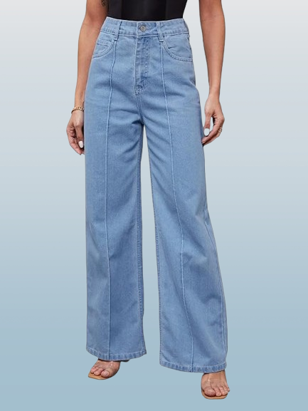 Women’s Casual Denim Jeans – Plus Size, High Rise, Straight Fit