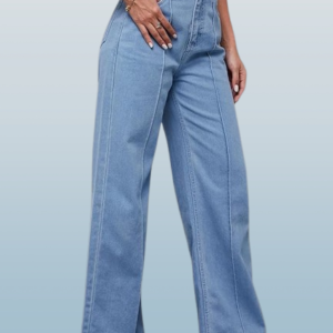 Women’s Casual Denim Jeans – Plus Size, High Rise, Straight Fit