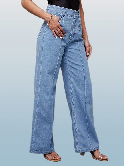 Women’s Casual Denim Jeans – Plus Size, High Rise, Straight Fit - Image 2
