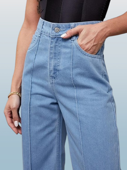 Women’s Casual Denim Jeans – Plus Size, High Rise, Straight Fit - Image 3