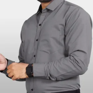 Men’s Solid Grey Formal Shirt – Slim Fit