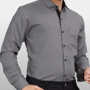 Men’s Solid Grey Formal Shirt – Slim Fit