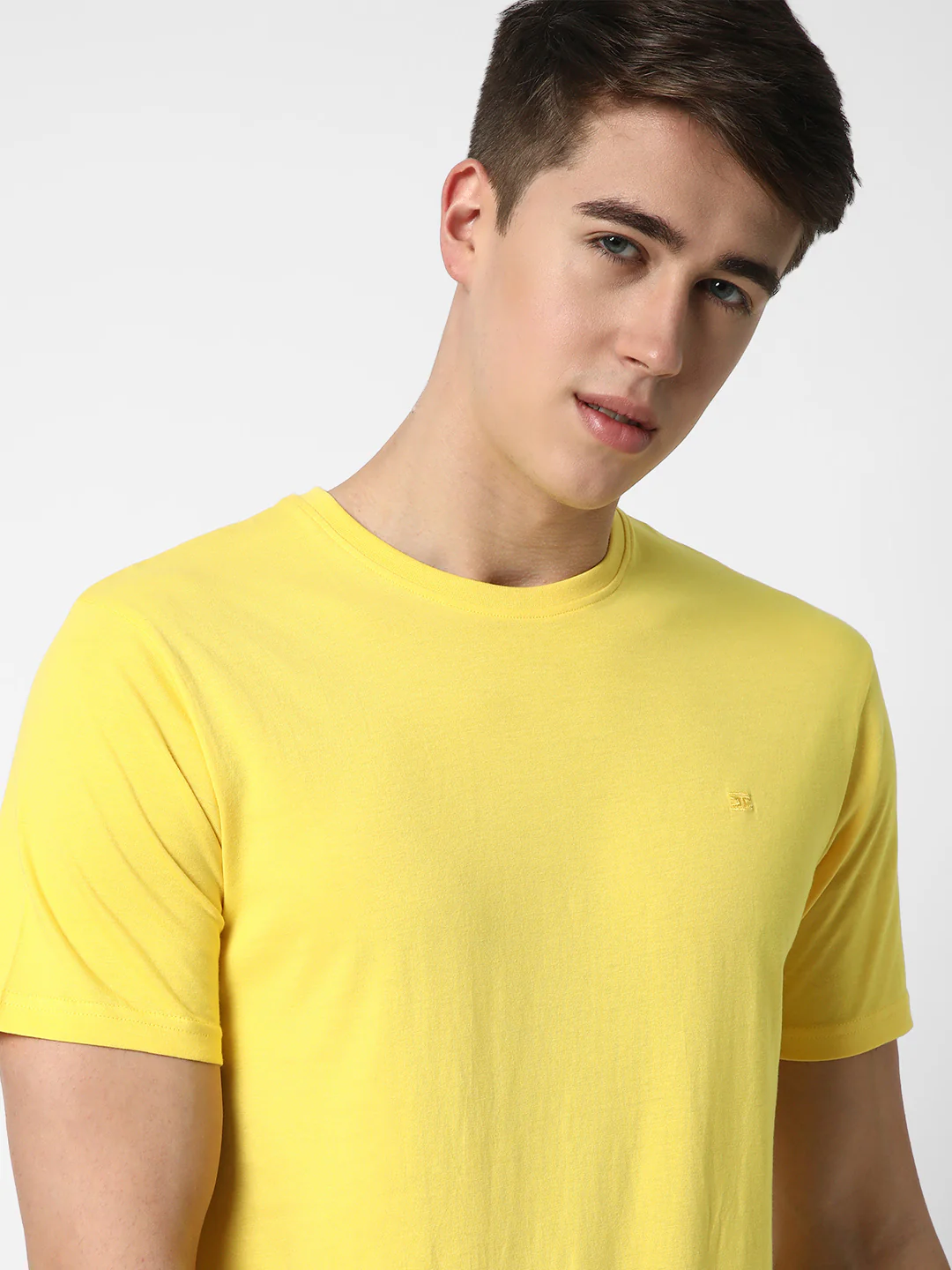 Plain Solid Yellow Cotton T-Shirt for Men – Round Neck, Half Sleeve, Casual Fit - Image 3